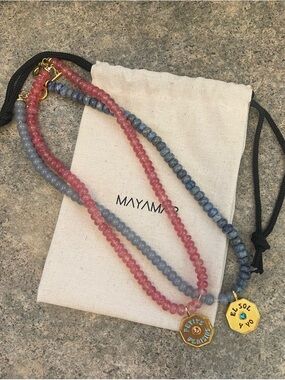 Curated Set of 2 Beaded Necklaces made from quartz, zirconia, lapis & crystal